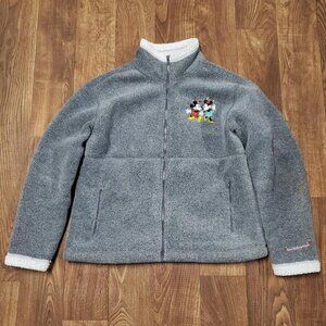 womens gray  vintage fuzzy Disney Mickey & Minny Mouse lovers fleece jacket
